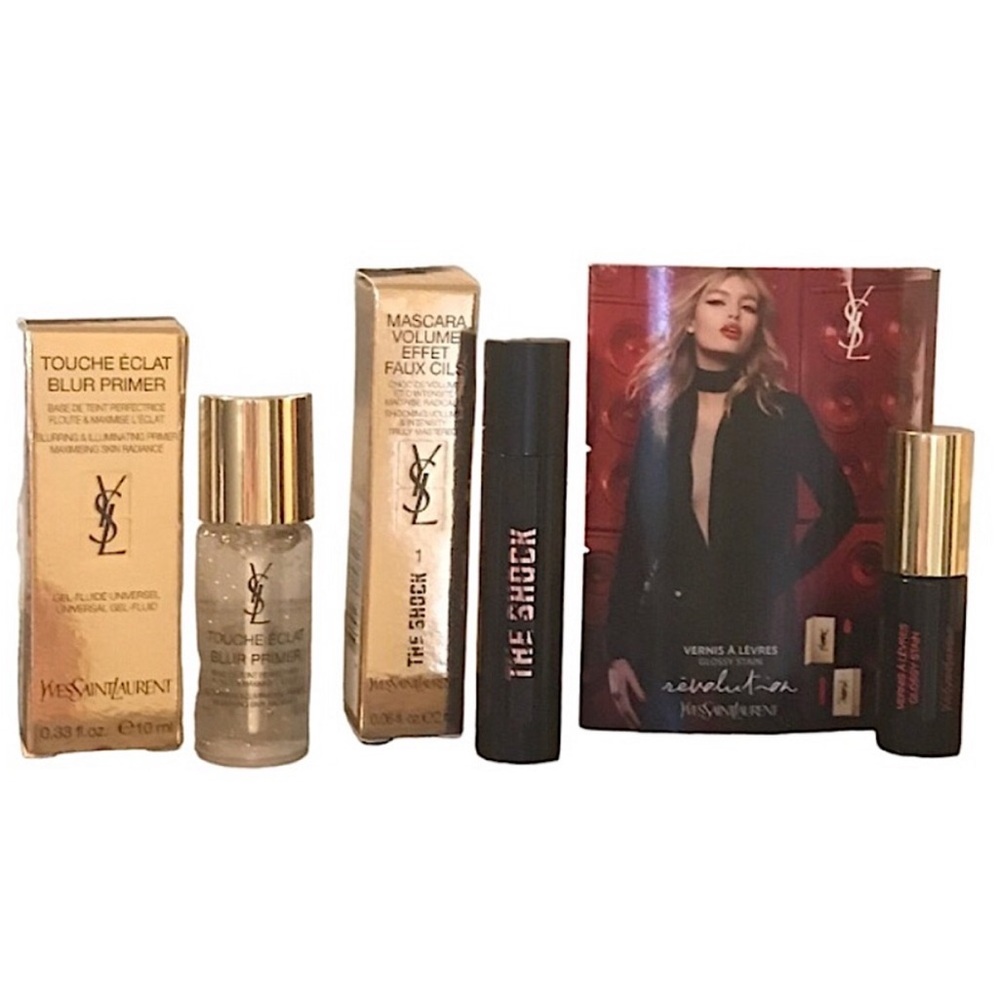 YSL Mini Primer, The Shock Mascara, and Glossy Stain Lip Color in No. 12 Bundle